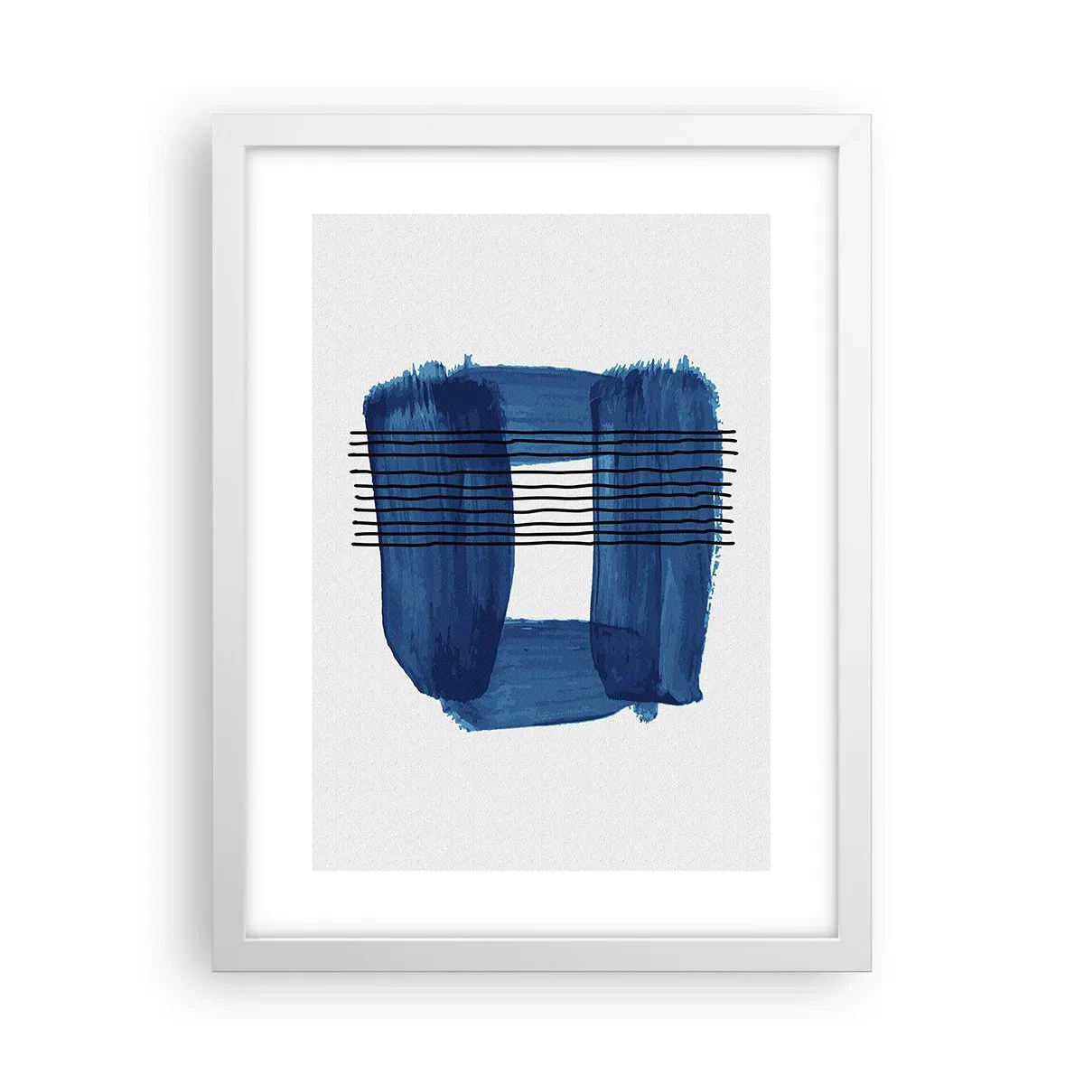 Poster in cornice bianca - Composizione blu e nera - 30x40 cm