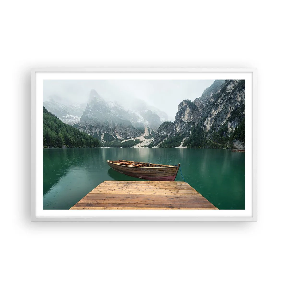 Poster in cornice bianca - E attorno le fiere rocce - 91x61 cm