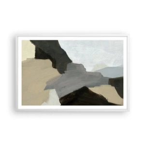 Poster in cornice bianca - Astrazione: il crocevia del grigio - 91x61 cm