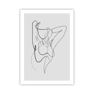 Poster - Linea astratta di una silhouette femminile su uno sfondo chiaro - 50x70cm - Davvero, come sei... - Decorazione murale moderna per soggiorno e camera da letto ARTTOR