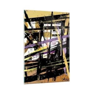 Quadro su vetro - Linee e forme astratte su uno sfondo beige - 80x120cm - Taglio netto - Decorazione murale moderna per soggiorno e camera da letto ARTTOR