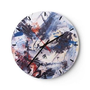 Orologio da parete - Orologio in Vetro - Pennellate astratte in colori dinamici - 30x30cm - La danza folle dell'astrazione - Decorazione murale moderna per soggiorno, cucina e camera da letto ARTTOR