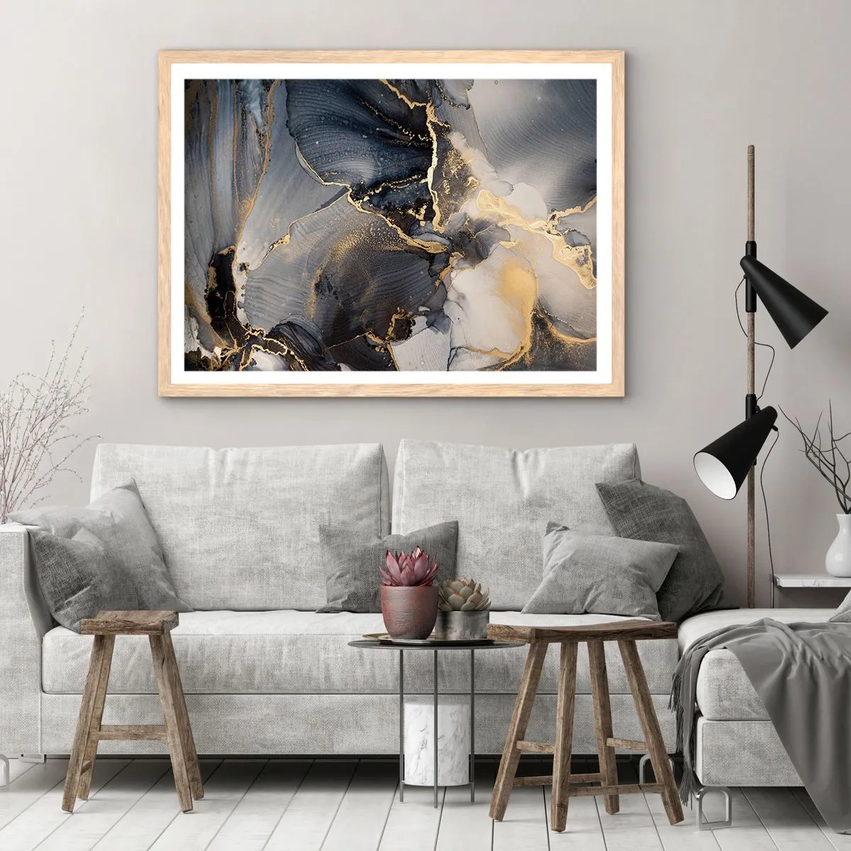 Poster in cornice rovere chiaro - Vita di pietra - 100x70 cm