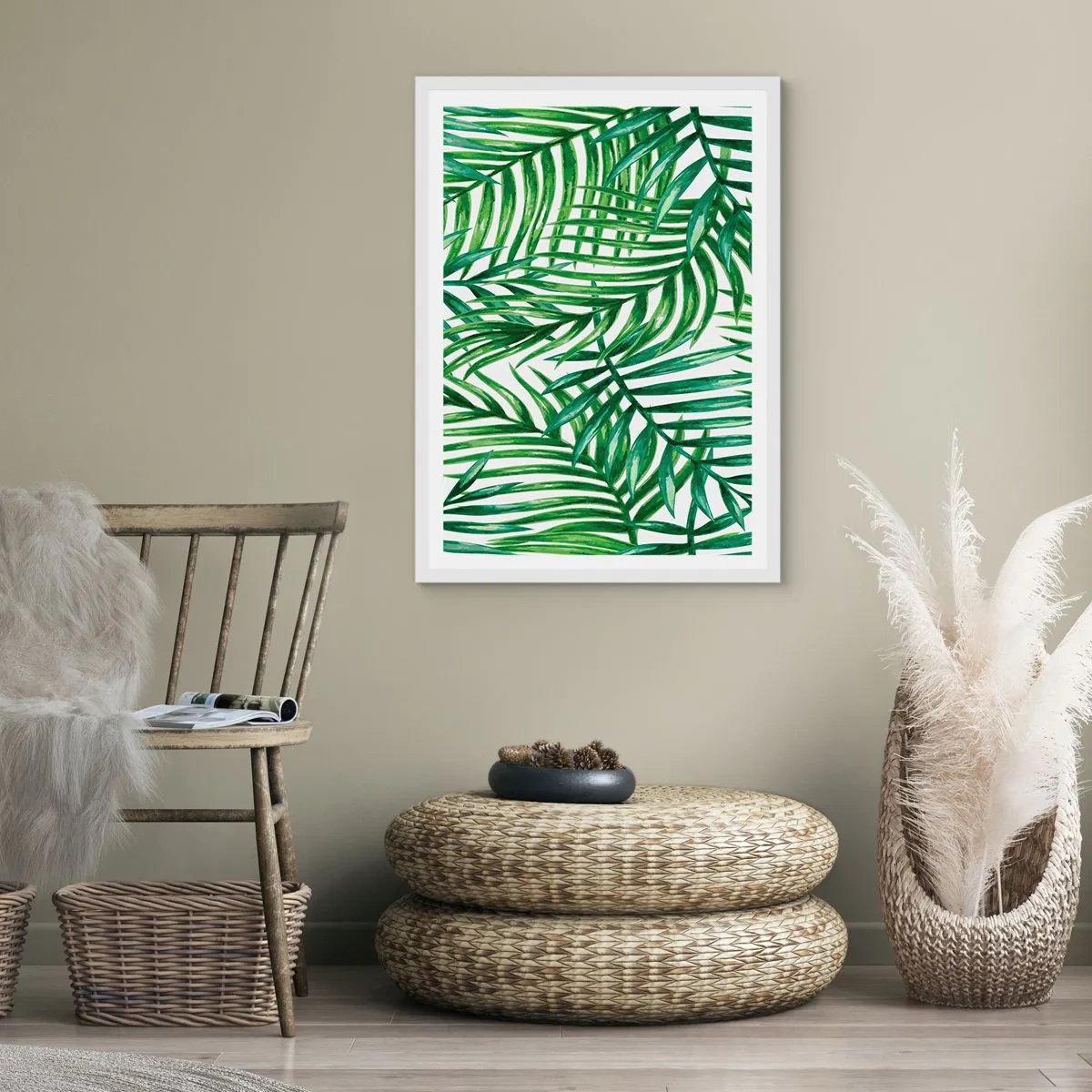 Poster in cornice bianca - Sotto un baldacchino verde - 61x91 cm