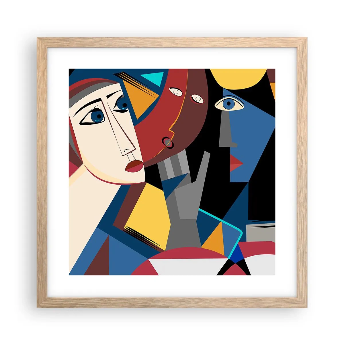 Poster in cornice rovere chiaro - Dialogo di cubisti - 40x40 cm