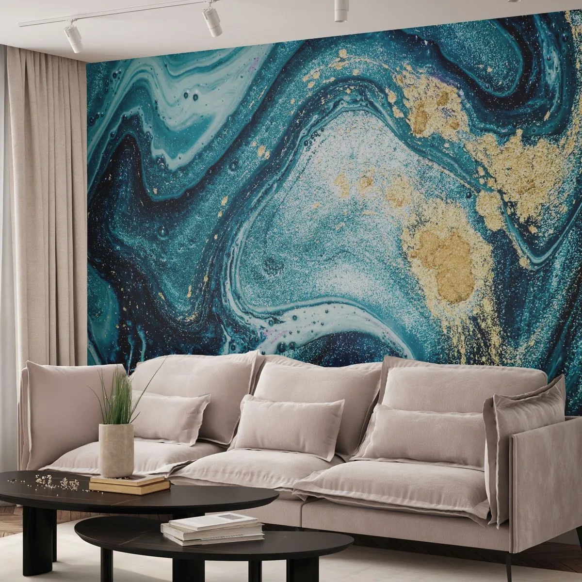 Fotomurali Standard Eco - Vortice blu - Astrazione, Pezzo, Modello moderno - 200x140 cm