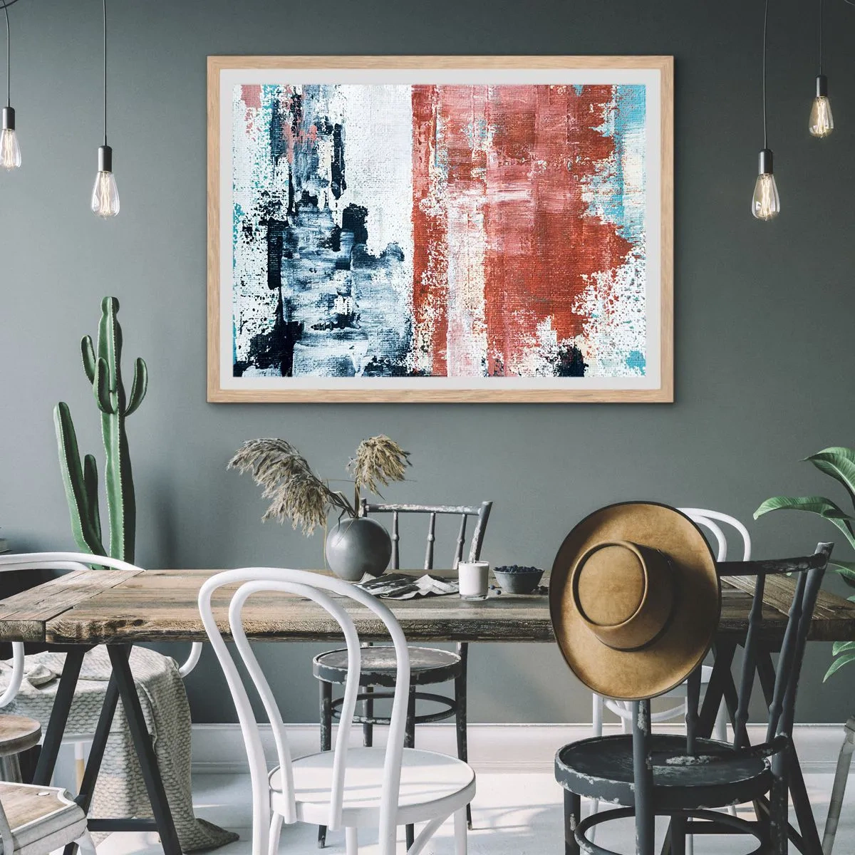 Poster in cornice rovere chiaro - Astratto in due metà - 91x61 cm