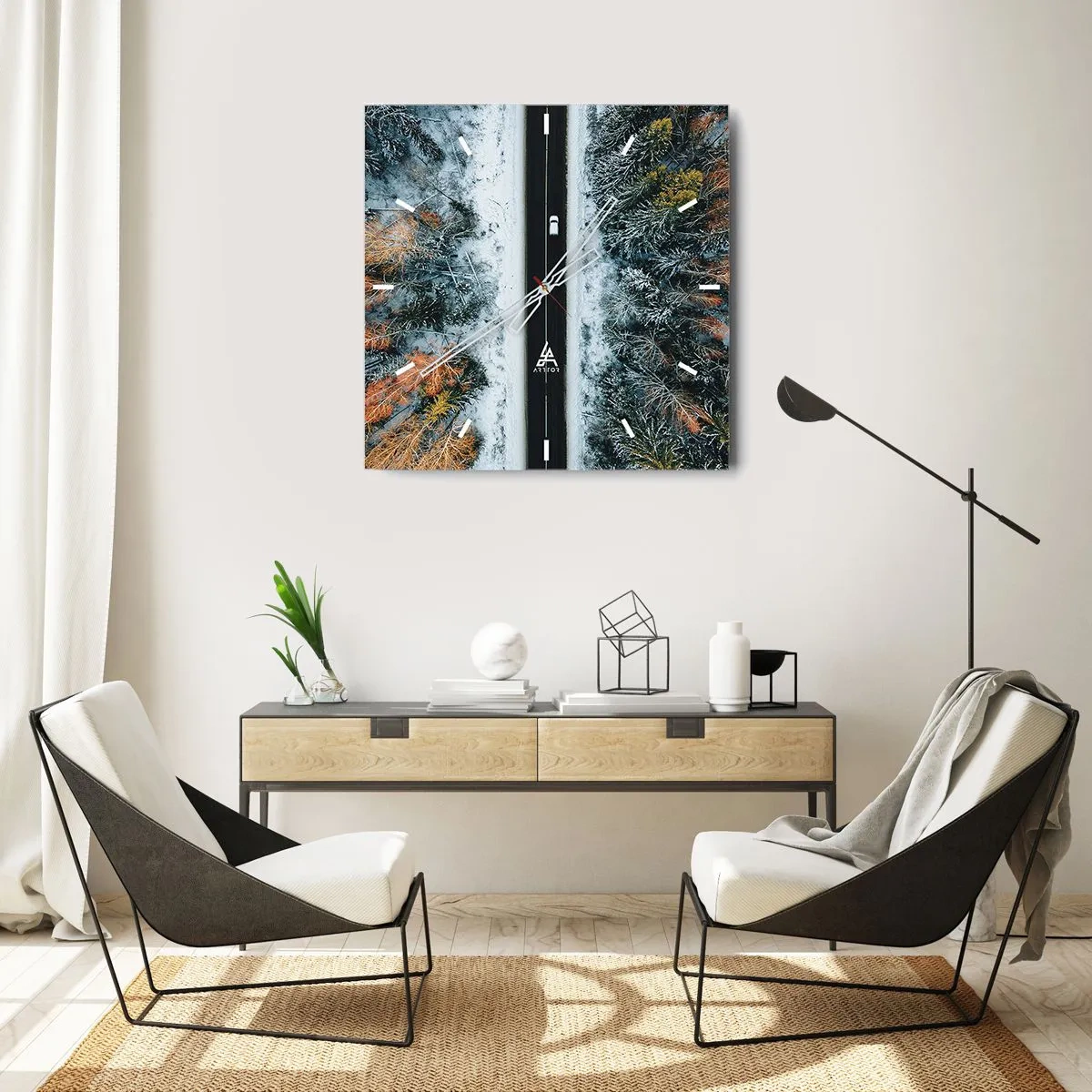 Orologio da parete - Orologio in Vetro - Tagliando la foresta invernale - 30x30 cm