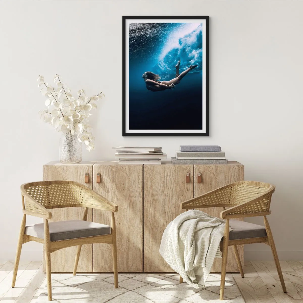 Poster in cornice nera - Moderna sirena - 61x91 cm