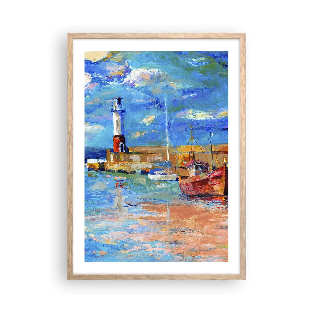 Poster in cornice rovere chiaro - Pomeriggio nell'insenatura multicolore - 50x70 cm