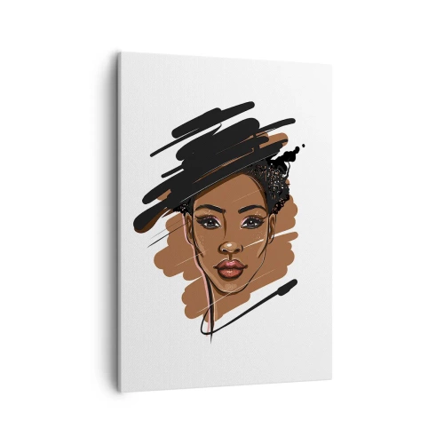 Quadro su tela - Stampe su Tela - Ritratto di una donna con pennellate artistiche - 50x70cm - Dolce come la cioccolata - Decorazione murale moderna per soggiorno e camera da letto ARTTOR