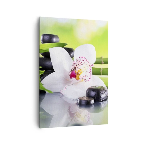 Quadro su tela - Stampe su Tela - Orchidea, pietre e bambù in un'armoniosa composizione spa - 70x100cm - Freschezza rinfrescante - Decorazione murale moderna per soggiorno e camera da letto ARTTOR