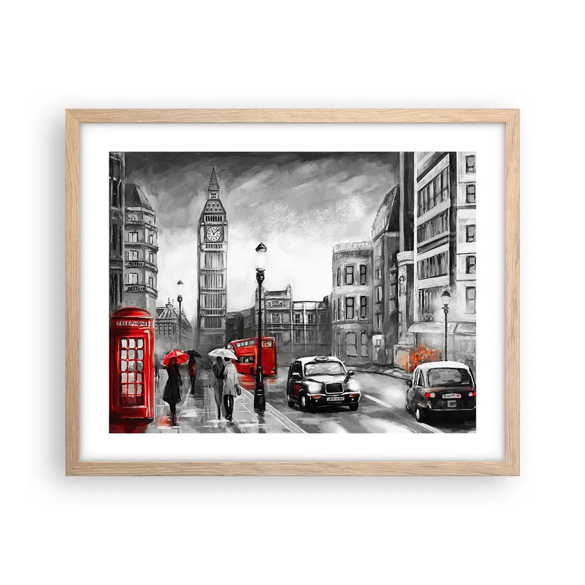 Poster in cornice rovere chiaro - Una città per niente grigia - 50x40 cm