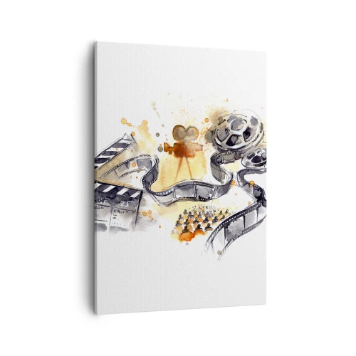 Quadro su tela - Stampe su Tela - Il simbolismo del cinema con una striscia di pellicola in un acquerello artistico - 50x70cm - Nel paese dei sogni - Decorazione murale moderna per soggiorno e camera da letto ARTTOR