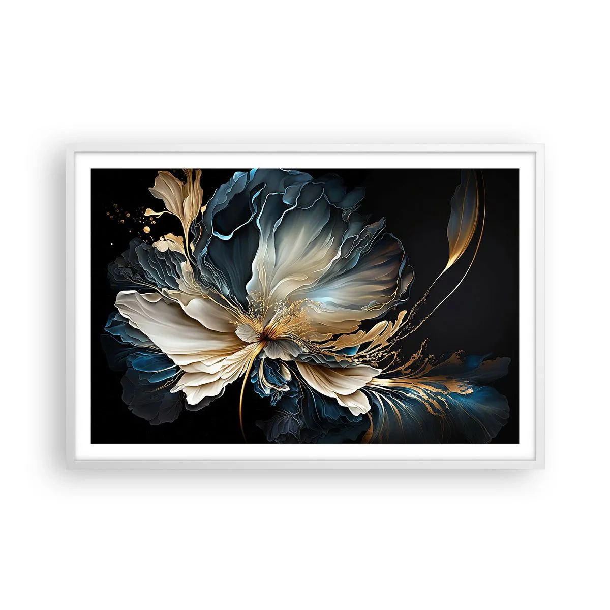 Poster in cornice bianca - Fantastico fiore di felce - 91x61 cm