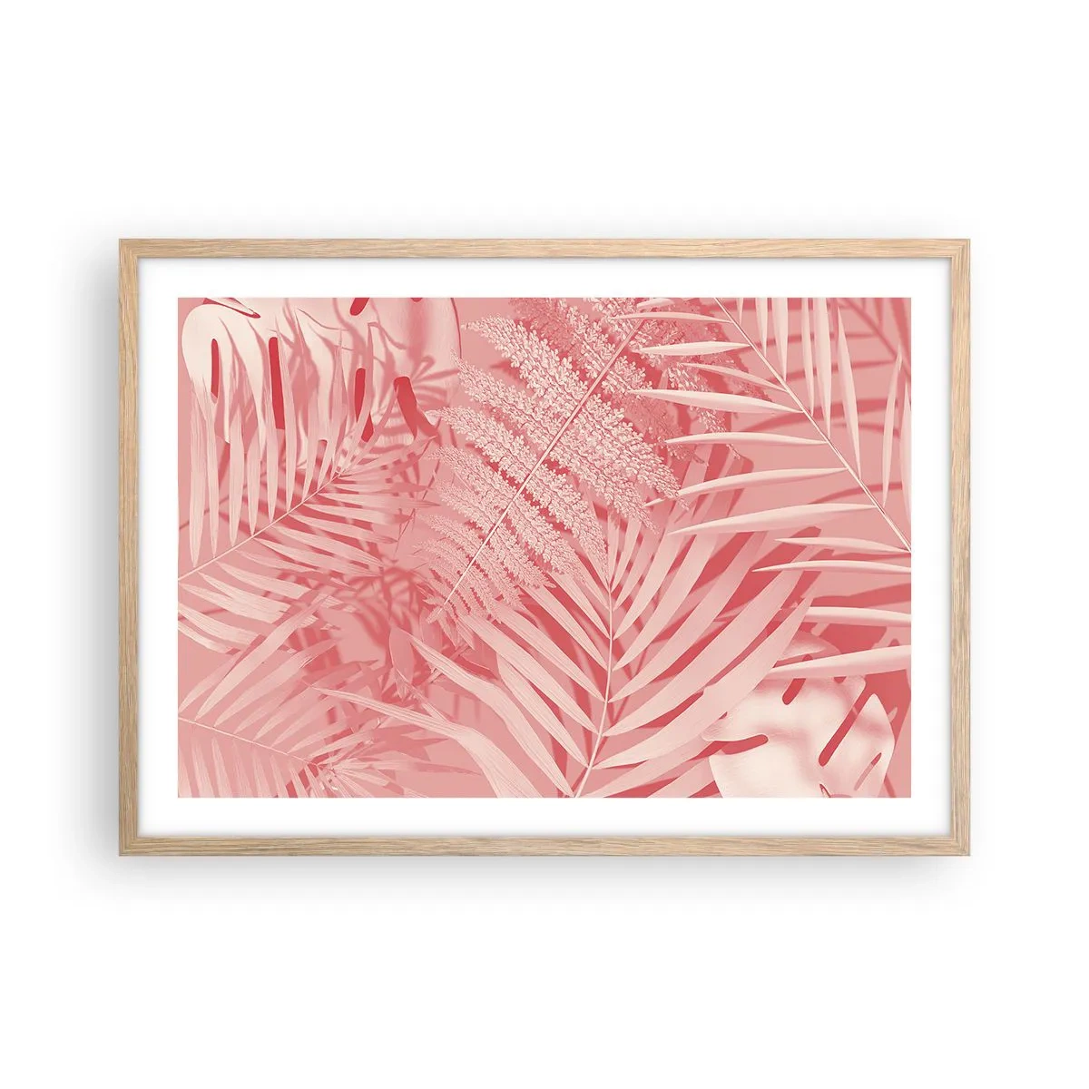 Poster in cornice rovere chiaro - Concetto rosa - 70x50 cm