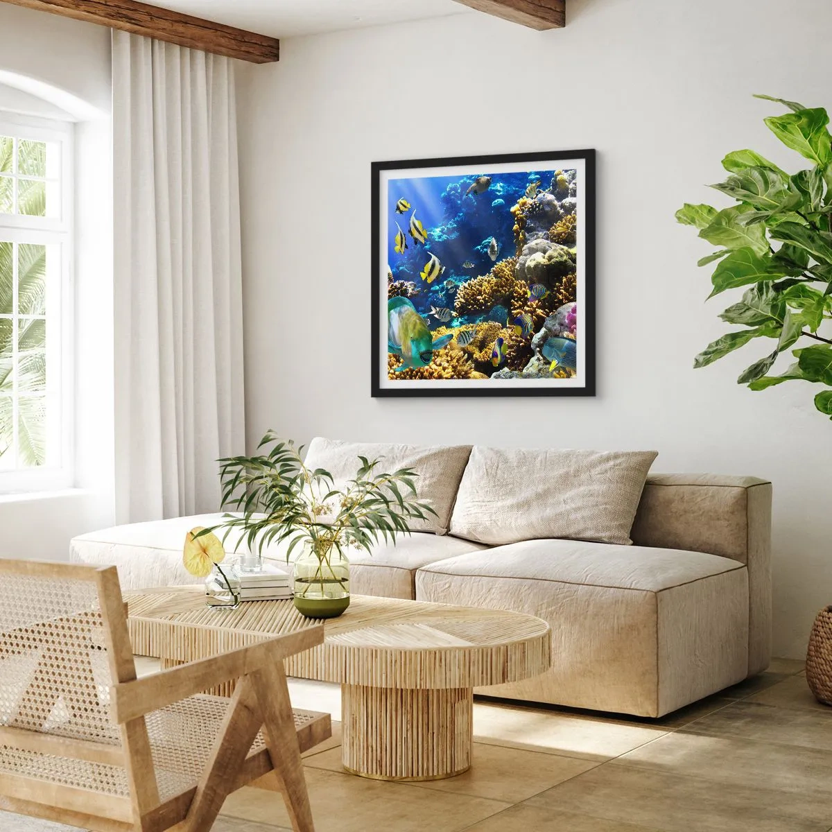 Poster in cornice nera - Traffico intenso sulla via delle vacanze - 40x40 cm