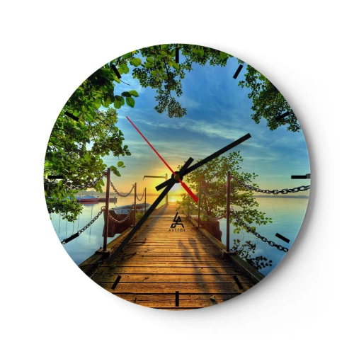 Orologio da parete - Orologio in Vetro - Tramonto sul lago - 40x40 cm
