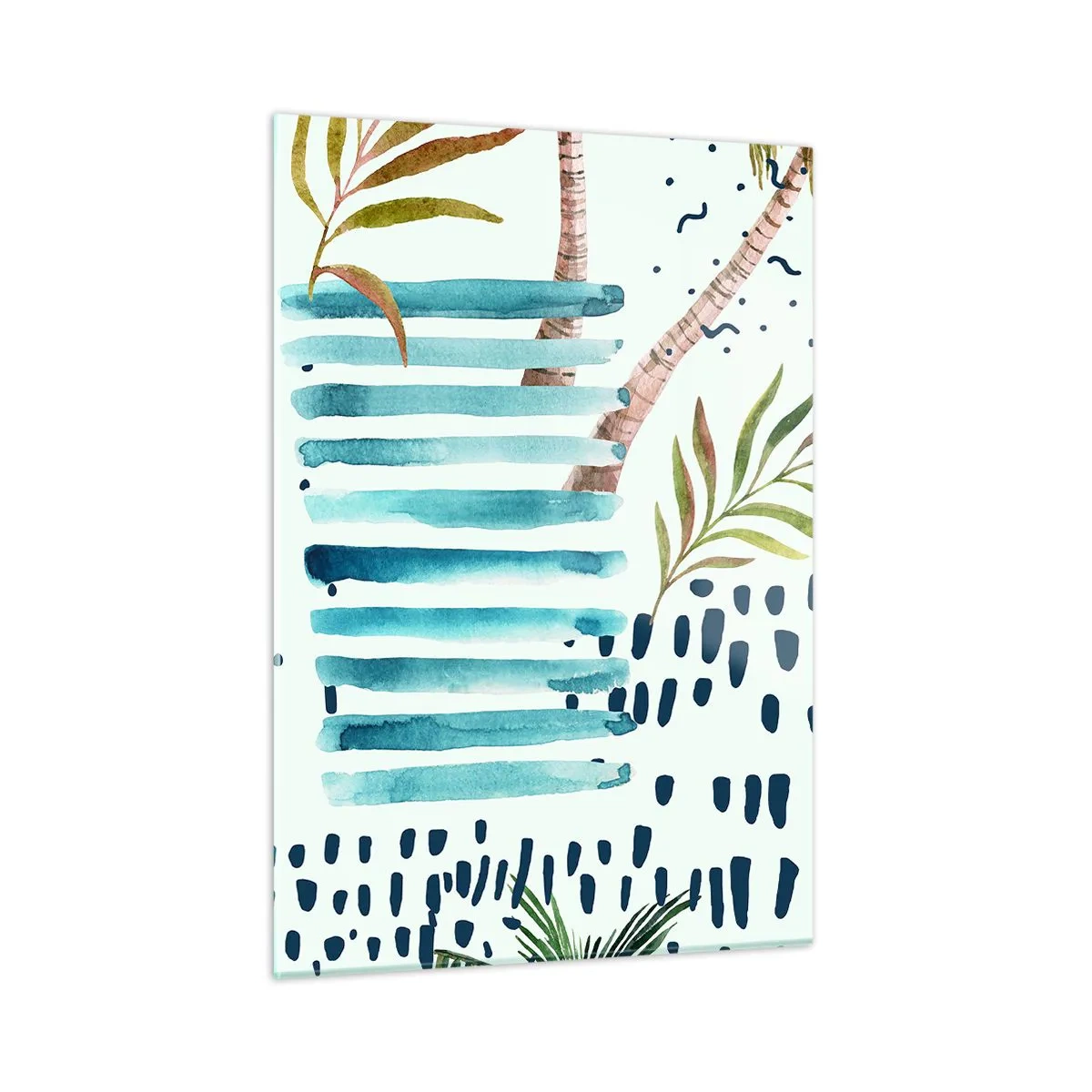 Quadro su vetro - Vacanze sotto le palme - 50x70cm - Vacanze sotto le palme - Decorazione murale moderna per soggiorno e camera da letto ARTTOR