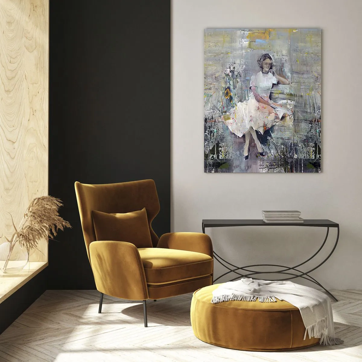 Quadro su vetro - Ritratto artistico di una donna in colori pastello - 80x120cm - Classica e moderna - Decorazione murale moderna per soggiorno e camera da letto ARTTOR