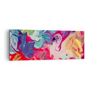 Quadro su tela - Stampe su Tela - Una composizione astratta con colori vivaci e vorticosi e una struttura dinamica. - 140x50cm - La nascita dei colori - Decorazione murale moderna per soggiorno e camera da letto ARTTOR