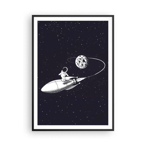 Poster in cornice nera - Surfista spaziale - 70x100 cm
