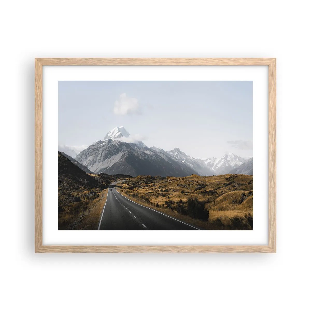 Poster in cornice rovere chiaro - Via verso il cuore dei monti - 50x40 cm