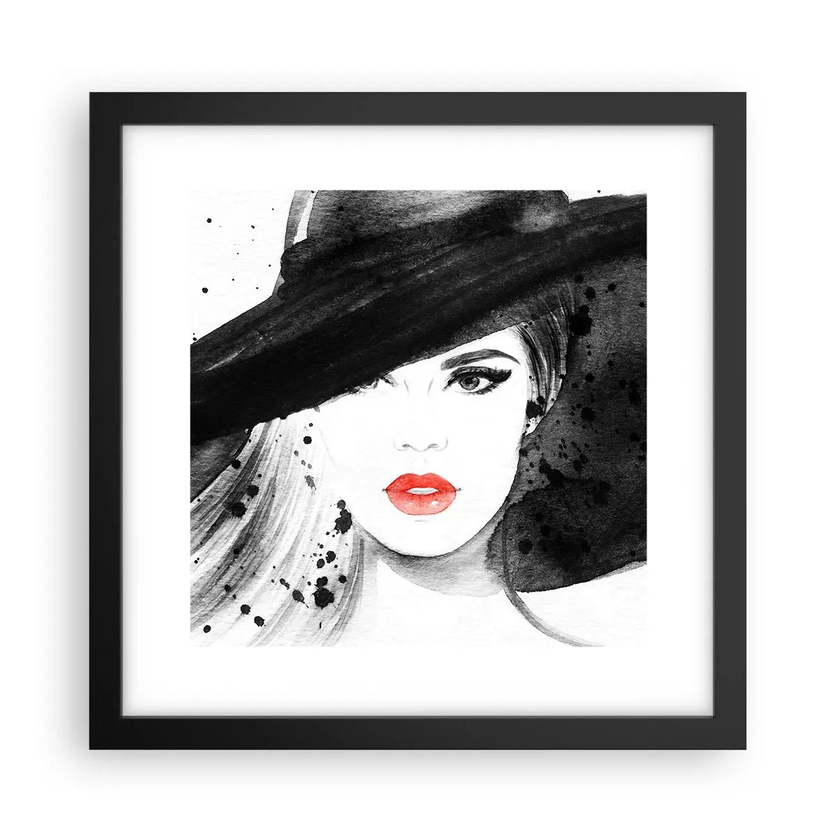 Poster in cornice nera - Donna in nero - 30x30 cm