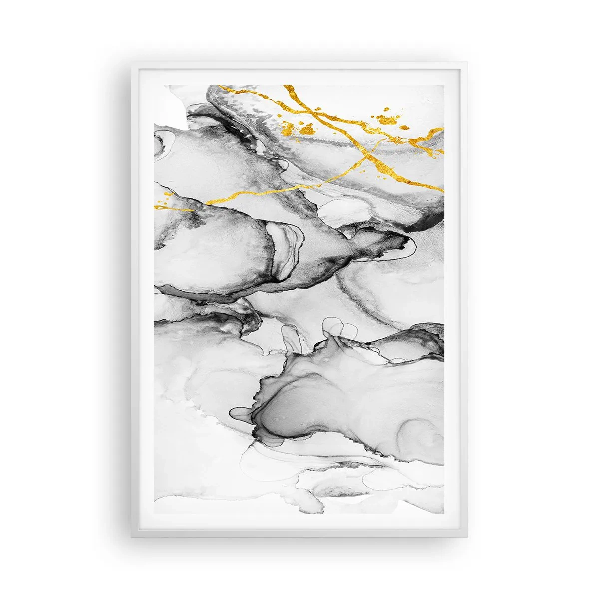 Poster in cornice bianca - Composizione con motivo d'oro - 70x100 cm