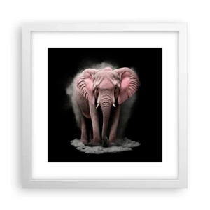 Poster in cornice bianca - Non pensare all'elefante rosa! - 30x30 cm