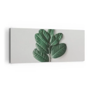Quadro su tela - Stampe su Tela - Un rametto di foglie verdi su uno sfondo chiaro - 120x50cm - Il disegno della natura stessa - Decorazione murale moderna per soggiorno e camera da letto ARTTOR