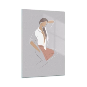 Quadro su vetro - Silhouette femminile in stile minimalista - 50x70cm - Profilo di bellezza - Decorazione murale moderna per soggiorno e camera da letto ARTTOR