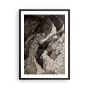 Poster in cornice nera - Composizione astratta di linee e forme geometriche - 50x70cm - La circolazione dei colori della terra - Decorazione murale moderna per soggiorno e camera da letto ARTTOR