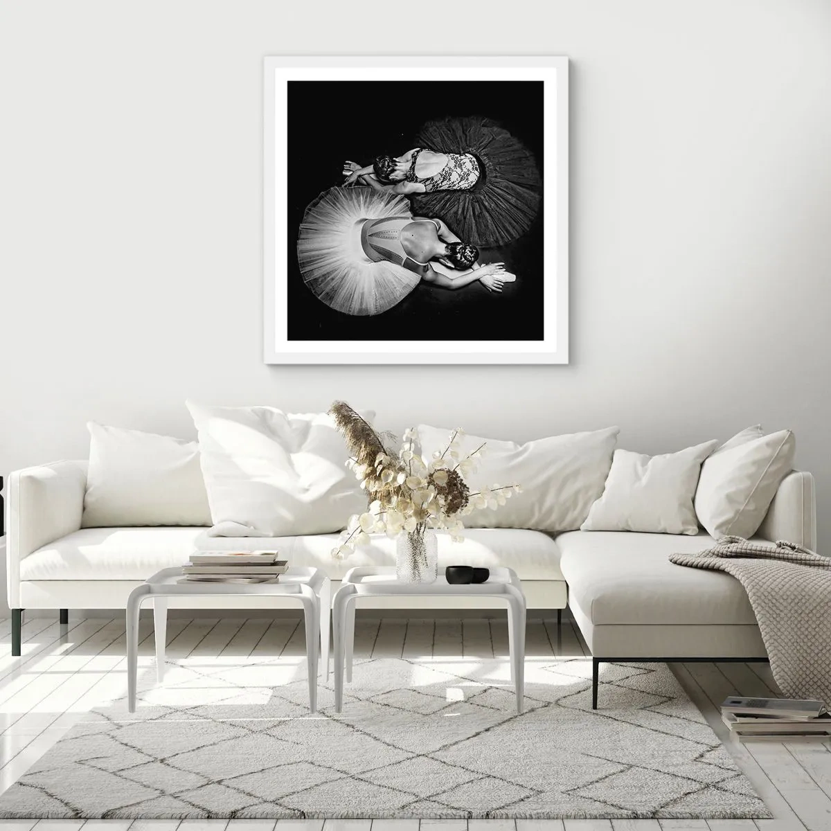 Poster in cornice bianca - Yin e yang -  equilibrio ideale - 40x40 cm