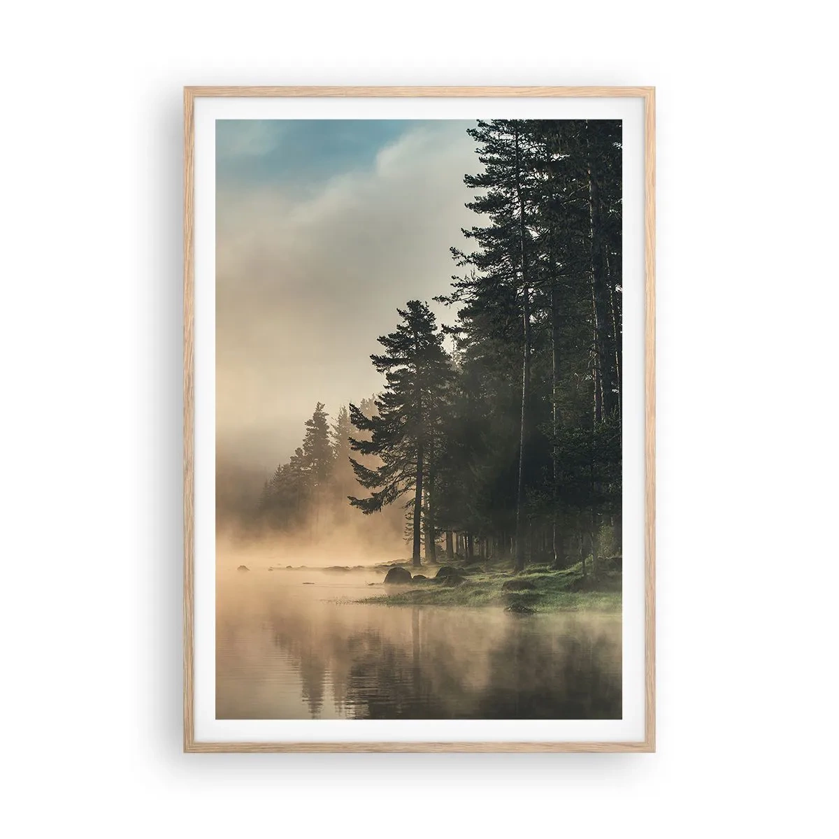 Poster in cornice rovere chiaro - La nascita del giorno - 70x100 cm