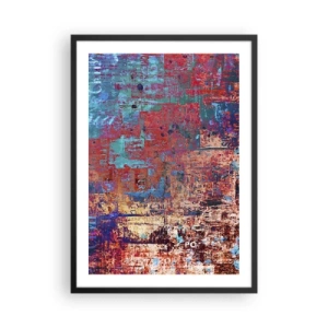 Poster in cornice nera - Astrazione colorata con intense sfumature di rosso e blu - 50x70cm - Memoria e dimenticanza - Decorazione murale moderna per soggiorno e camera da letto ARTTOR