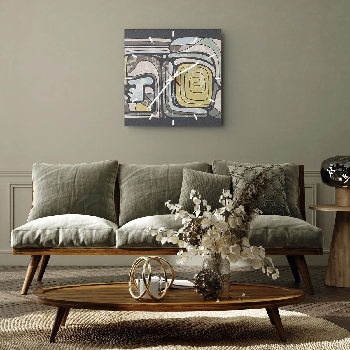Orologio da parete - Orologio in Vetro - Astrazione in spirito precolombiano - 40x40 cm