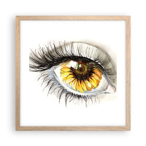 Poster in cornice rovere chiaro - Uno sguardo caldo come l'estate - 40x40 cm