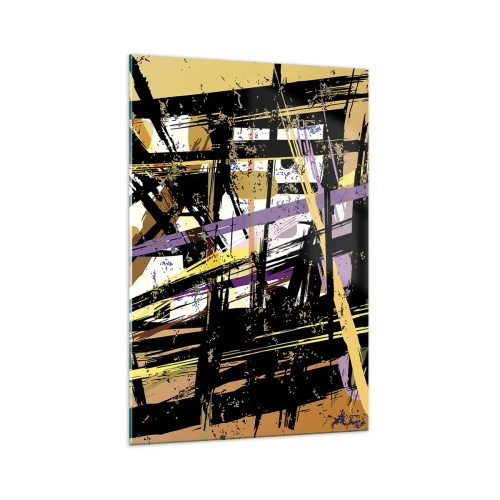 Quadro su vetro - Linee e forme astratte su uno sfondo beige - 70x100cm - Taglio netto - Decorazione murale moderna per soggiorno e camera da letto ARTTOR