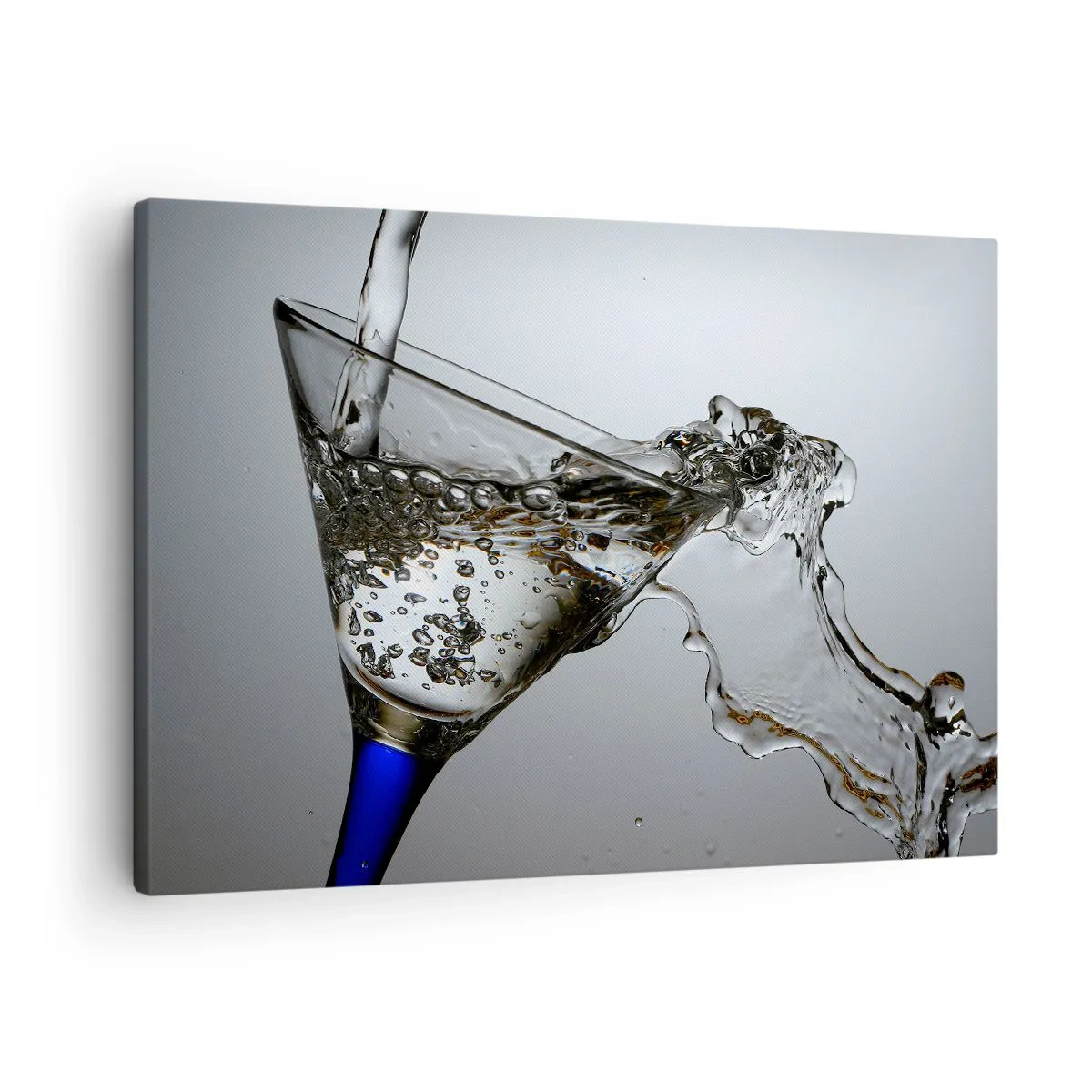 Quadro su tela - Stampe su Tela - Un bicchiere d'acqua in movimento su uno sfondo chiaro - 70x50cm - Acqua cristallina in vetro di cristallo - Decorazione murale moderna per soggiorno e camera da letto ARTTOR