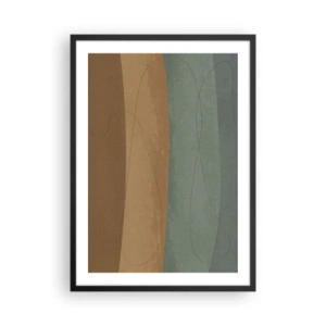 Poster in cornice nera - Linee organiche su sfondi terrosi e verdi - 50x70cm - Composizione orizzontale - Decorazione murale moderna per soggiorno e camera da letto ARTTOR