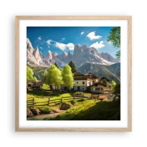 Poster in cornice rovere chiaro - Idillio alpino - 50x50 cm