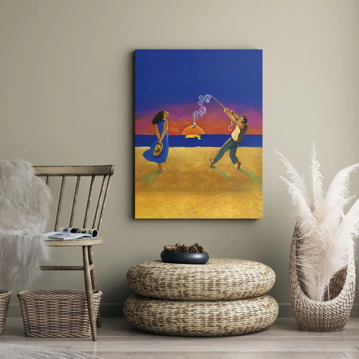 Quadro su tela - Stampe su Tela - Figure in riva al mare al tramonto - 50x70cm - Più delle stelle del cielo - Decorazione murale moderna per soggiorno e camera da letto ARTTOR