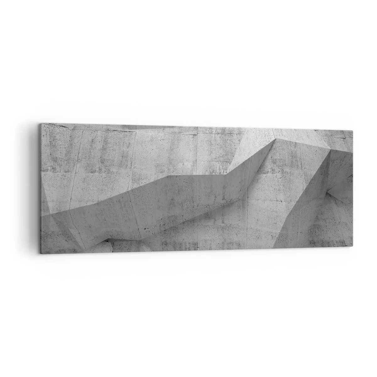 Quadro su tela - Stampe su Tela - Forme geometriche in cemento grigio - 140x50cm - Una vera sfida - Decorazione murale moderna per soggiorno e camera da letto ARTTOR