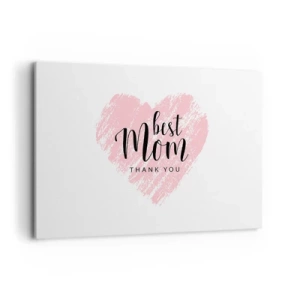 Quadro su tela - Stampe su Tela - Cuore rosa con la scritta "Grazie mamma" su sfondo bianco - 120x80cm - È sempre il momento giusto - Decorazione murale moderna per soggiorno e camera da letto ARTTOR