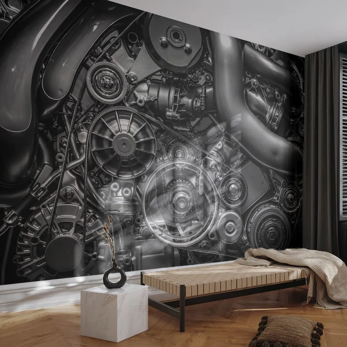 Fotomurali Premium Canvas - La poesia della meccanica - Motore, Meccanico, Metallo - 250x175 cm