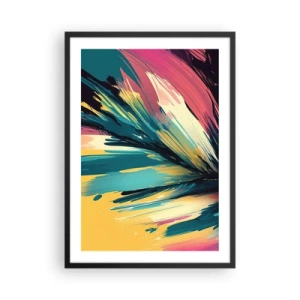 Poster in cornice nera - Un'esplosione astratta di colori in una disposizione dinamica - 50x70cm - Composizione: esplosione di gioia - Decorazione murale moderna per soggiorno e camera da letto ARTTOR