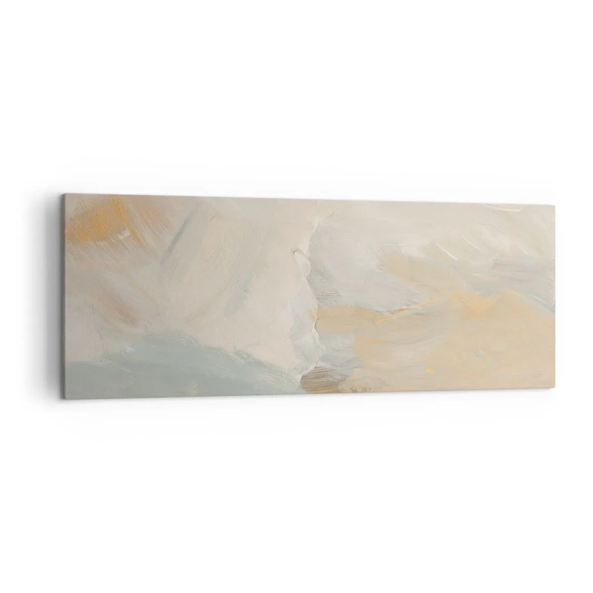 Quadro su tela - Stampe su Tela - Delicati tratti astratti nei toni del bianco e dell'oro - 140x50cm - Astrazione: il paese della mitezza - Decorazione murale moderna per soggiorno e camera da letto ARTTOR