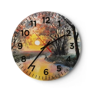 Orologio da parete - Orologio in Vetro - Atmosfera autunnale - 30x30 cm