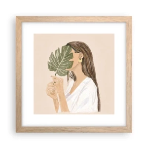 Poster in cornice rovere chiaro - Misterioso ritratto con ventaglio - 30x30 cm